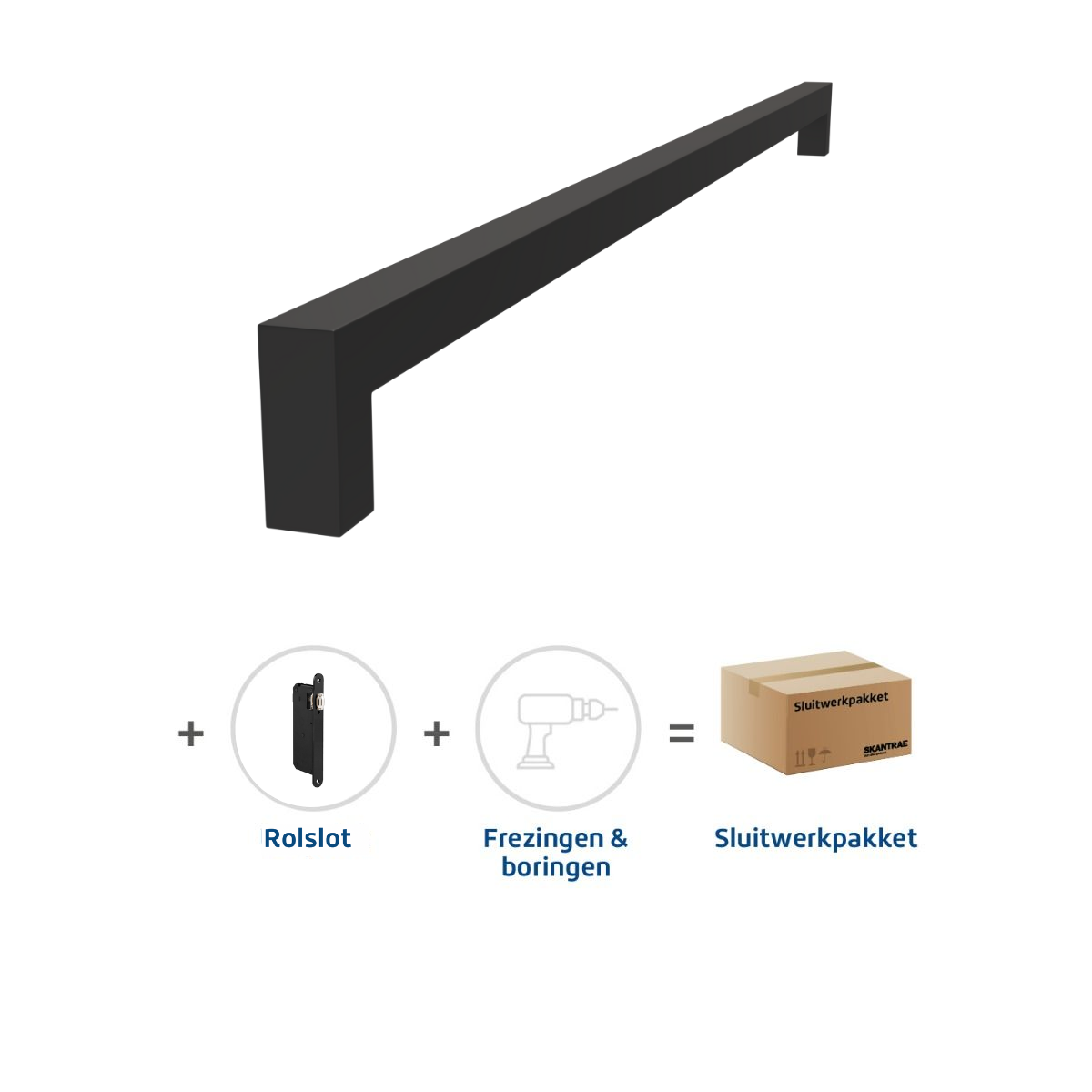 Sluitwerkpakketten met Deurgreep 20x800 Squared Zwart